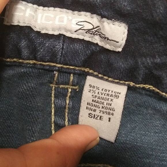 CHICO'S PLATNIUM Capri Jeans Blue SZ 1 - Picture 4 of 5